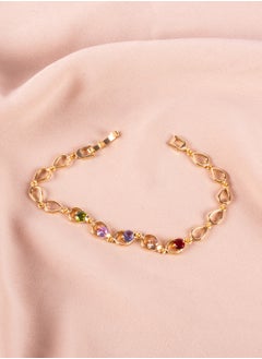 The Black Pearl Accessories Chinese Gold Bracelet with Multi Colored Zirconic Stones (8)  - Image 2