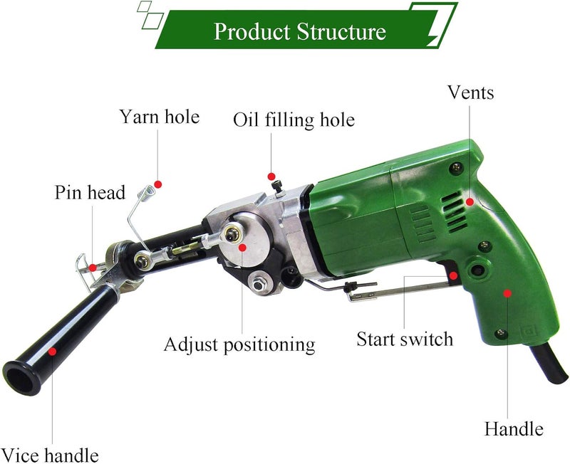 cheekyglo Electric Rug Tufting Gun Carpet Weaving Machine Hand Tufting Gun Both Cut Pile and Loop Pile (220V)220V - Image 2