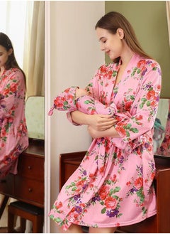 Matching Robe and Swaddle Set Mom And Baby - Mommy & Me Matching Outfits, Baby Blanket & Hospital Robe sets 4 Pink Size L