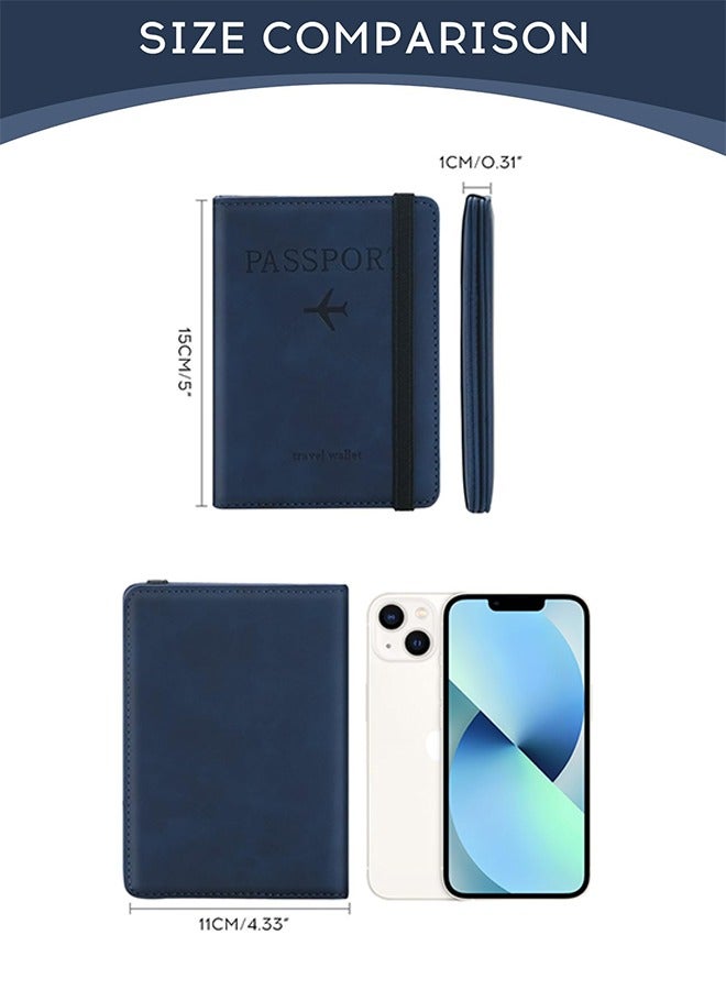 متجر الفرح غطاء جواز السفر، حامل جواز السفر، محفظة سفر، حافظة جواز سفر مانعة لتقنية تحديد الهوية بموجات الراديو، ملحقات سفر، حامل بطاقات، محفظة، هدايا سفر للجنسين، أزرق - Image 2