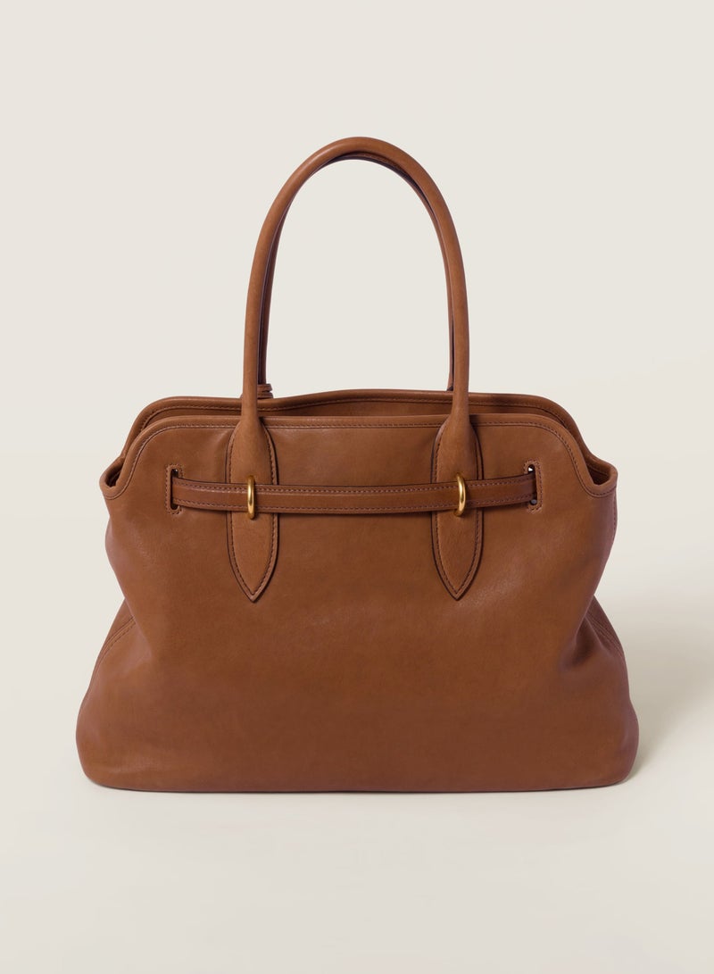 Miu Miu Miu Aventure Nappa Leather Bag,  Women's Tote Bag, Women's Shoulder Bag, Women's Hand Bag, Women's Cross Body Bag, Women's Travel Bag, Light-Brown-40cm - Image 3