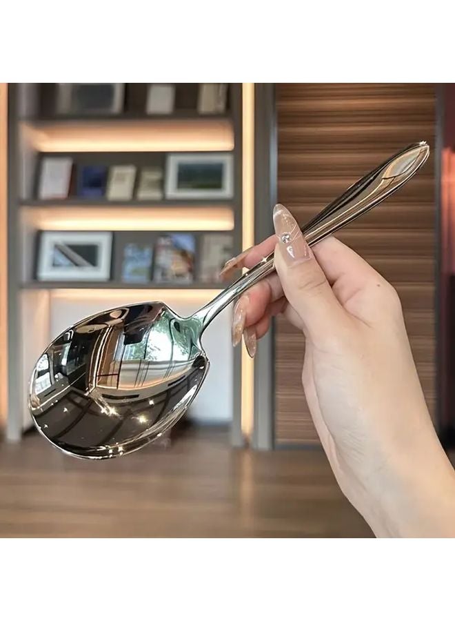 Extra Large Stainless Steel Long Handle Serving Spoon Durable Thick Flat Spoon - Image 2