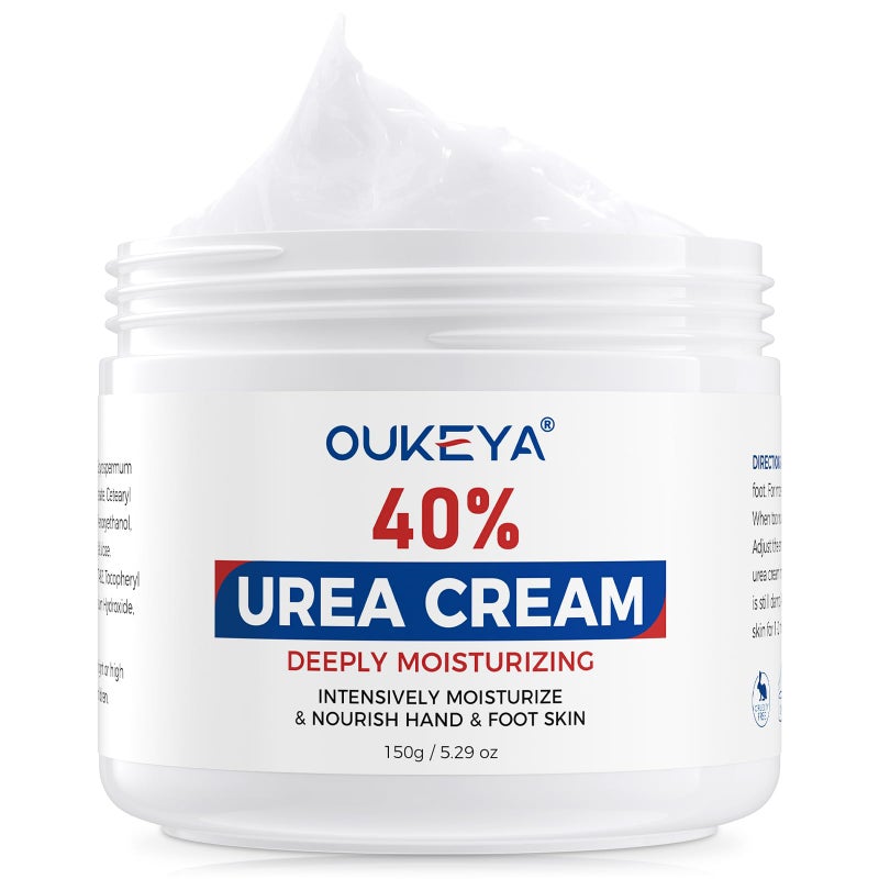 OUKEYA NEW FORMULA Urea Cream 40 Percent for Feet Maximum Strength, Hand Heels Dry Cracked Treatment Lotion for Knees & Elbows, Foot Dead Skin Cuticle Callus Remover Toenail Softener, 5.29 oz - Image 1