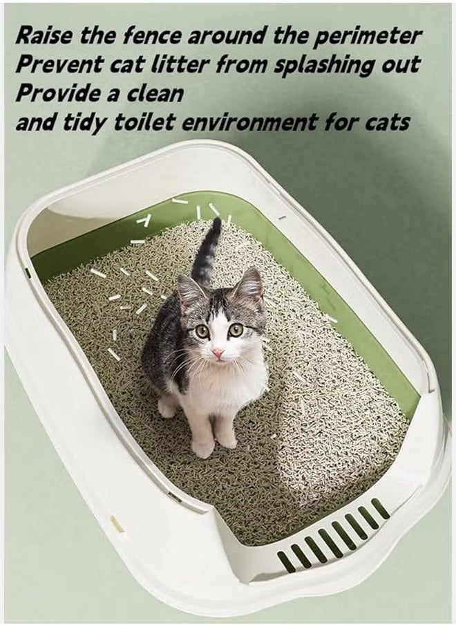HQ-GAMING - Detachable Cat Litter Box, Large Enclosed High Sided Litter Box with Removable Lid Anti-Splashing Cat Supplies with Plastic Scoop & Deodorizing Bag Easy Clean No Smell Kitty (Green) - Image 1