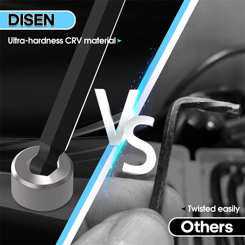 DISEN طقم مفاتيح ألين سداسية 13 قطعة من DISEN بحجم SAE مع طرف كروي، 1/20-3/8 بوصة، تصميم ذراع طويل كروي، فولاذ كروم فانيوم - Image 5