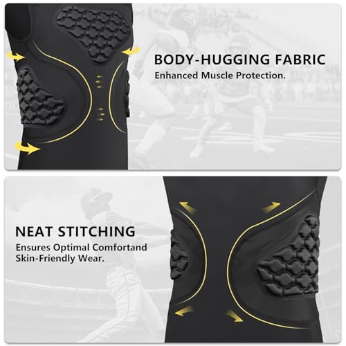DGQY Mens Padded Compression Vest Football Baseball Chest Protector with EVA Foam Rib Chest Protection for Rugby Basketball Lacrosse Paintball YoutH Adult Sizes Breathable Impact Dispersion - Image 3