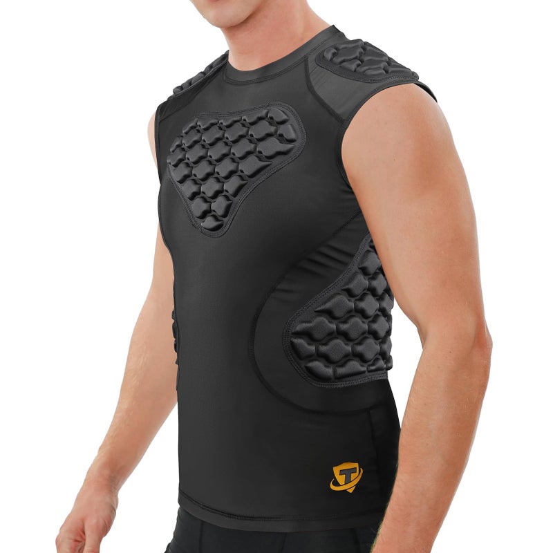 DGQY Mens Padded Compression Vest Football Baseball Chest Protector with EVA Foam Rib Chest Protection for Rugby Basketball Lacrosse Paintball YoutH Adult Sizes Breathable Impact Dispersion - Image 2