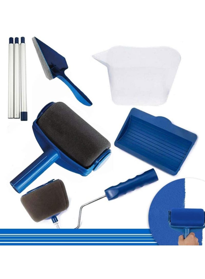 Zikra 5Pcs Paint Roller Set Paint Runner Tool Foam Painting Brush with Sticks Paint Roller Pro Including Paint Roller Tray Paint Roller Edger Corner Cutter Painter Paint Roller Extension Pole - Image 2