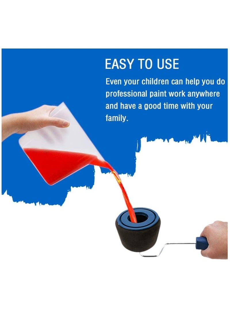 Zikra 5Pcs Paint Roller Set Paint Runner Tool Foam Painting Brush with Sticks Paint Roller Pro Including Paint Roller Tray Paint Roller Edger Corner Cutter Painter Paint Roller Extension Pole - Image 5