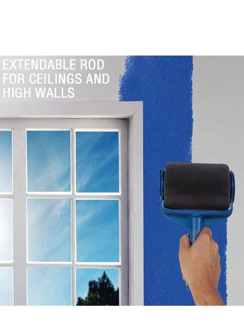 Zikra 5Pcs Paint Roller Set Paint Runner Tool Foam Painting Brush with Sticks Paint Roller Pro Including Paint Roller Tray Paint Roller Edger Corner Cutter Painter Paint Roller Extension Pole - Image 3