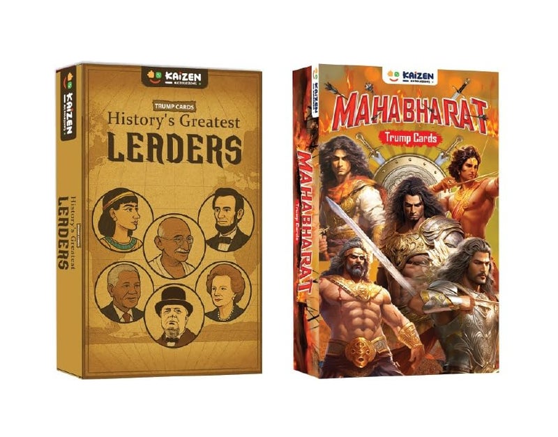 Kaizen MicroLessons 2 in 1 Indian and International History Trump Cards Combo. Mahabharat and Leaders Trump Cards - Image 1