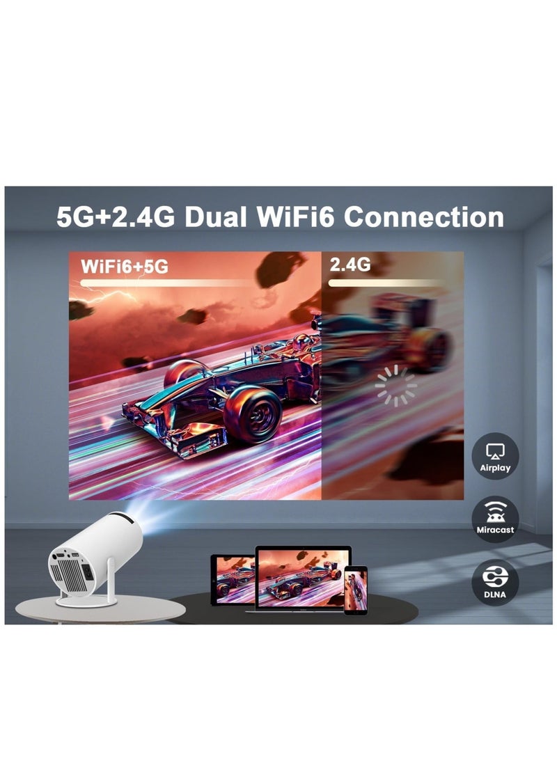 Projector for Home 4K Support 720P Native HD Portable Projector Android 11 YouTube Builtin Apps 5G WiFi Auto Keystone 3500 lumens (350 ANSI) 3 Watt Speaker 176" Screen Compatible 4K TV Stick