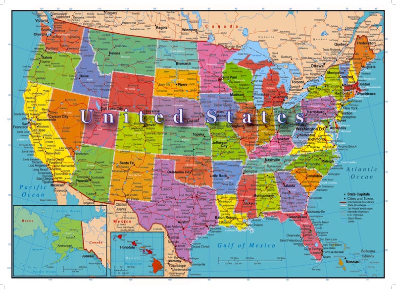 Hennessy Puzzles United States of America 1000 Piece Map Jigsaw Highways Rivers Capitals - Image 2