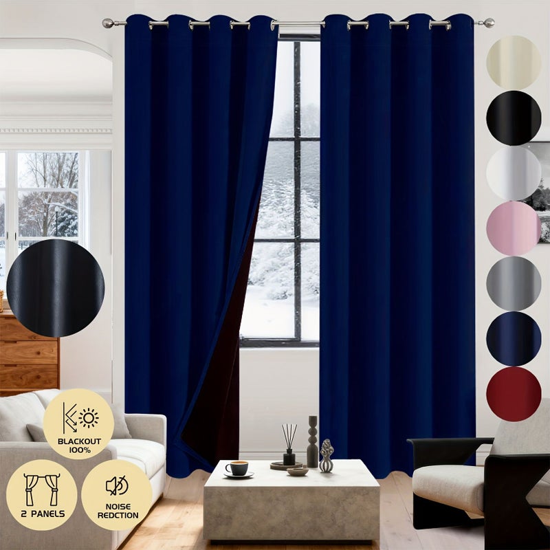 2pcs 100 Percent Blackout Curtains 54x54 Inch Black Grommet Panels For Holiday Decor Privacy Protection Noise Reduction Temperature Regulation - Image 4