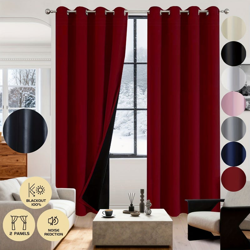 2pcs 100 Percent Blackout Curtains 54x54 Inch Black Grommet Panels For Holiday Decor Privacy Protection Noise Reduction Temperature Regulation - Image 5