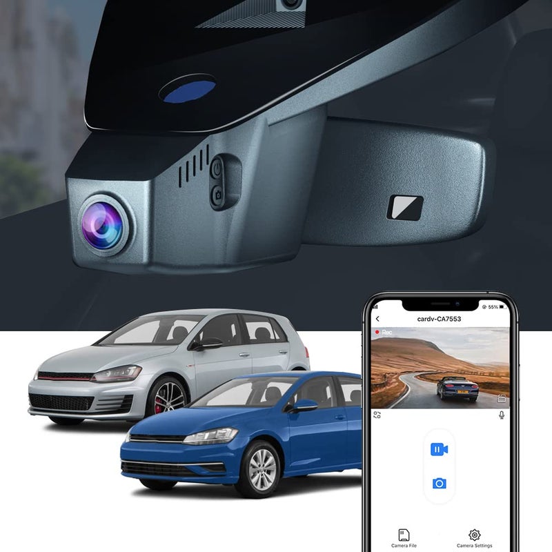 Fitcamx 4K Dash Cam Suitable for Volkswagen Golf GTI Golf R 20152025 Model B Golf OEM Factory Look 2160P UHD Video Builtin WiFi APP Loop Recording Parking Sensor Plug Play 64GB Card - Image 2