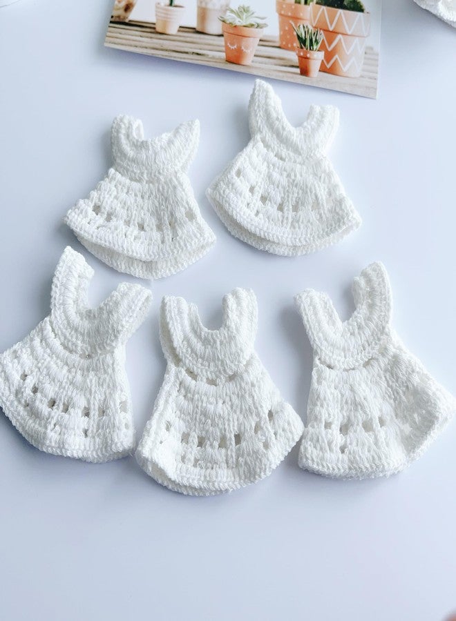 NUORUI NUO RUI 10 Pcs Miniature Crochet Dress Favors, Baby Girl Gifts, Baby Shower Party Gifts, Gender Reveal Party Favors, Newborn Favors, Baptism Centerpieces (White) - Image 4