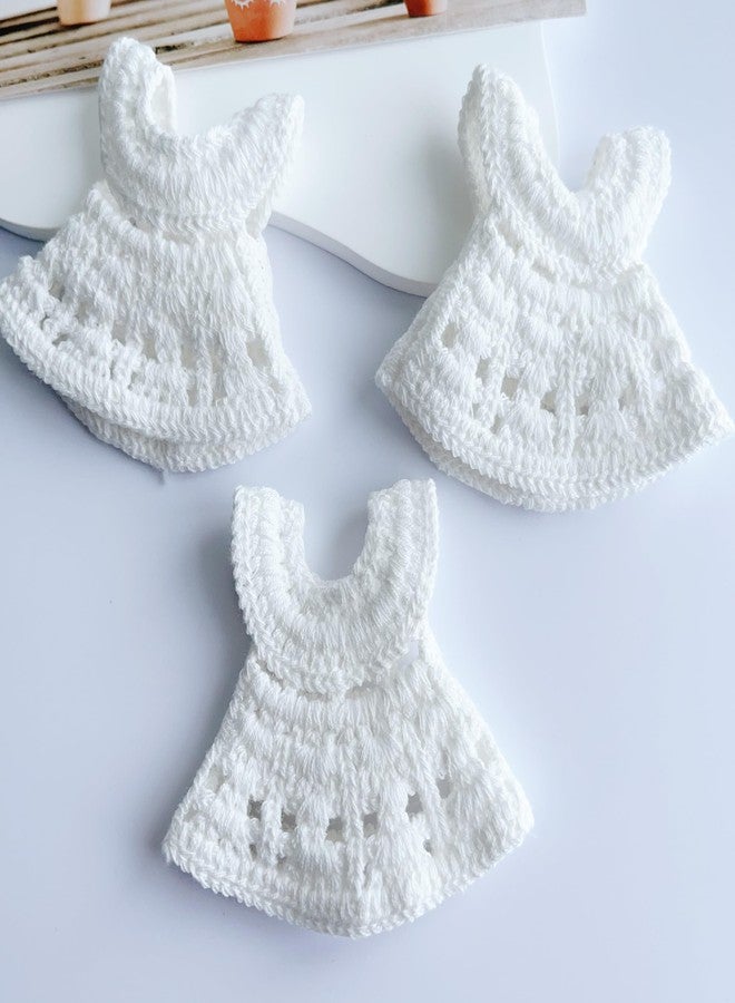 NUORUI NUO RUI 10 Pcs Miniature Crochet Dress Favors, Baby Girl Gifts, Baby Shower Party Gifts, Gender Reveal Party Favors, Newborn Favors, Baptism Centerpieces (White) - Image 3