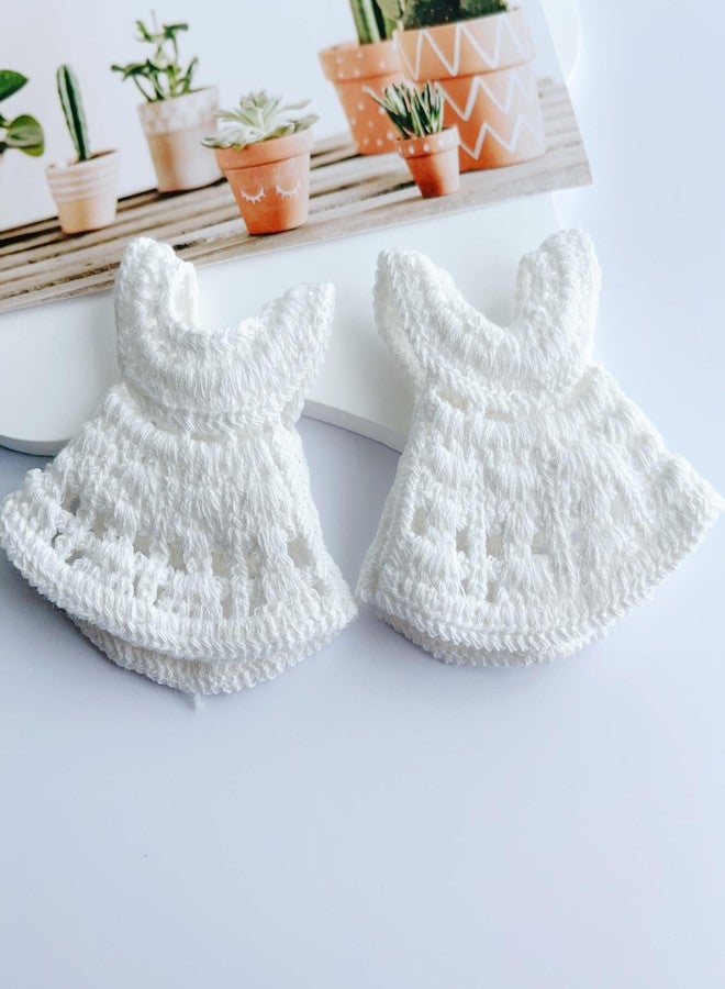 NUORUI NUO RUI 10 Pcs Miniature Crochet Dress Favors, Baby Girl Gifts, Baby Shower Party Gifts, Gender Reveal Party Favors, Newborn Favors, Baptism Centerpieces (White) - Image 2