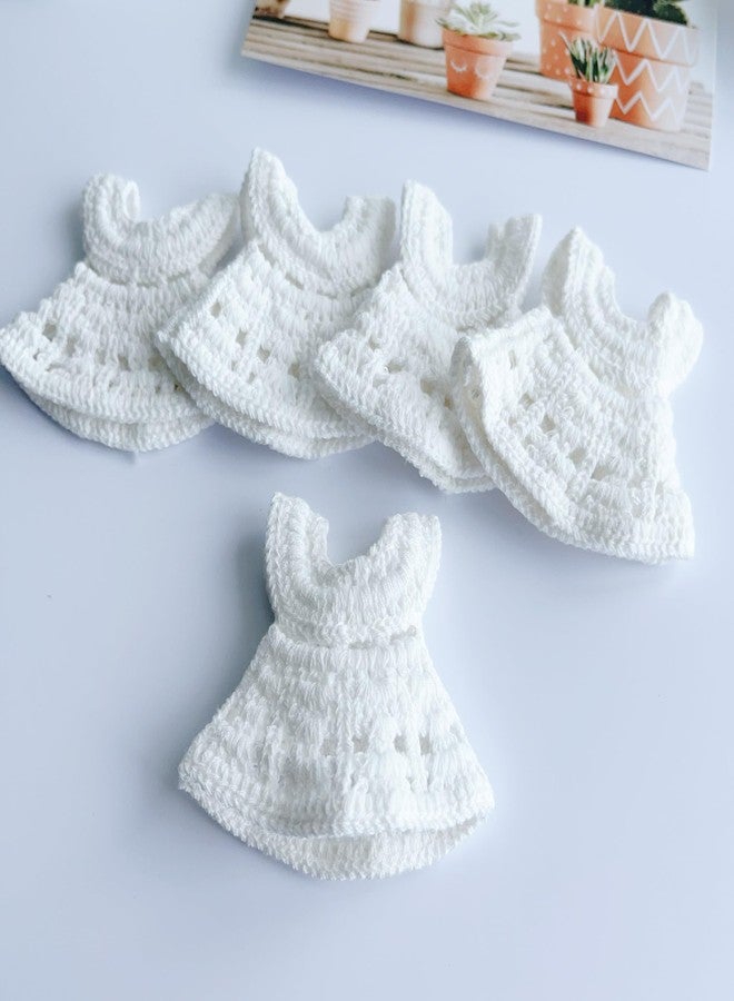 NUORUI NUO RUI 10 Pcs Miniature Crochet Dress Favors, Baby Girl Gifts, Baby Shower Party Gifts, Gender Reveal Party Favors, Newborn Favors, Baptism Centerpieces (White) - Image 5