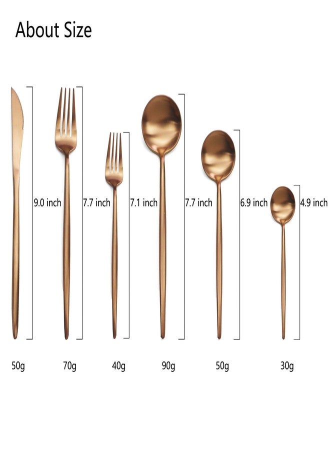JASHII 18/10 Rose Gold Flatware Silverware Set 304 Stainless Steel Copper Flatware Cutlery Set| 24-Piece Adaline Royal Modern Satin Finish| BEST Birthday Wedding Gift (Rose Gold Matte 4 Sets) - Image 3