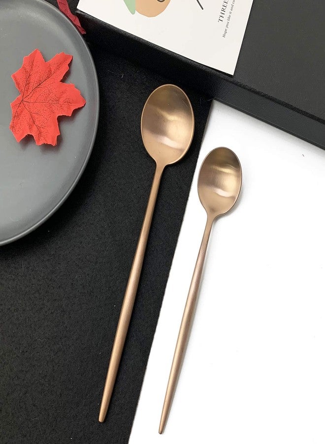 JASHII 18/10 Rose Gold Flatware Silverware Set 304 Stainless Steel Copper Flatware Cutlery Set| 24-Piece Adaline Royal Modern Satin Finish| BEST Birthday Wedding Gift (Rose Gold Matte 4 Sets) - Image 5