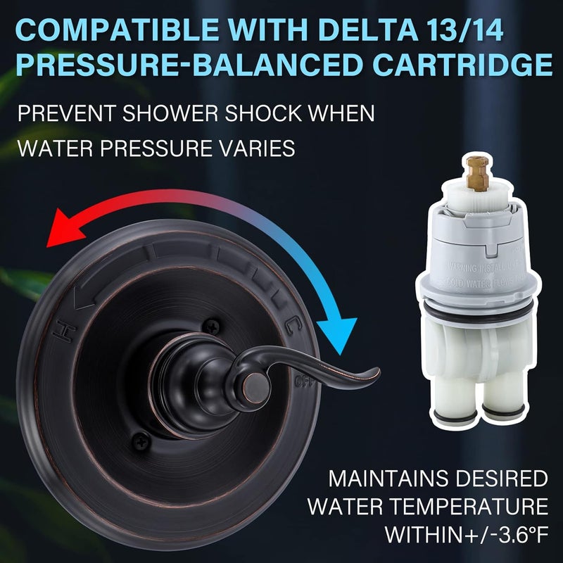 LOWCUS Pressure-Balancing Valve Trim Replacement for Delta BT14096-OB Windemere 14 Series, Oil Rubbed Bronze - Image 2