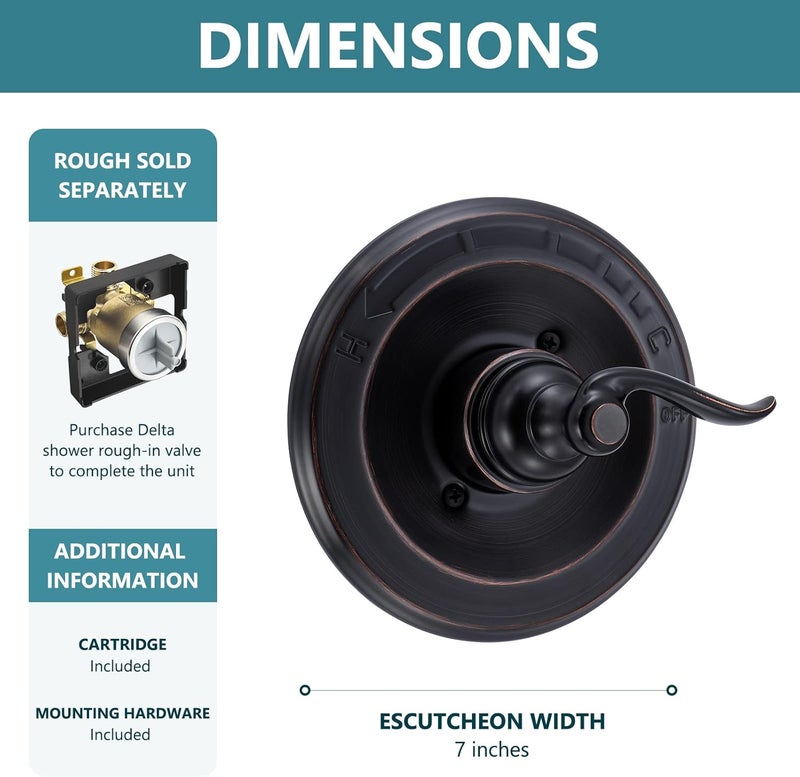 LOWCUS Pressure-Balancing Valve Trim Replacement for Delta BT14096-OB Windemere 14 Series, Oil Rubbed Bronze - Image 3