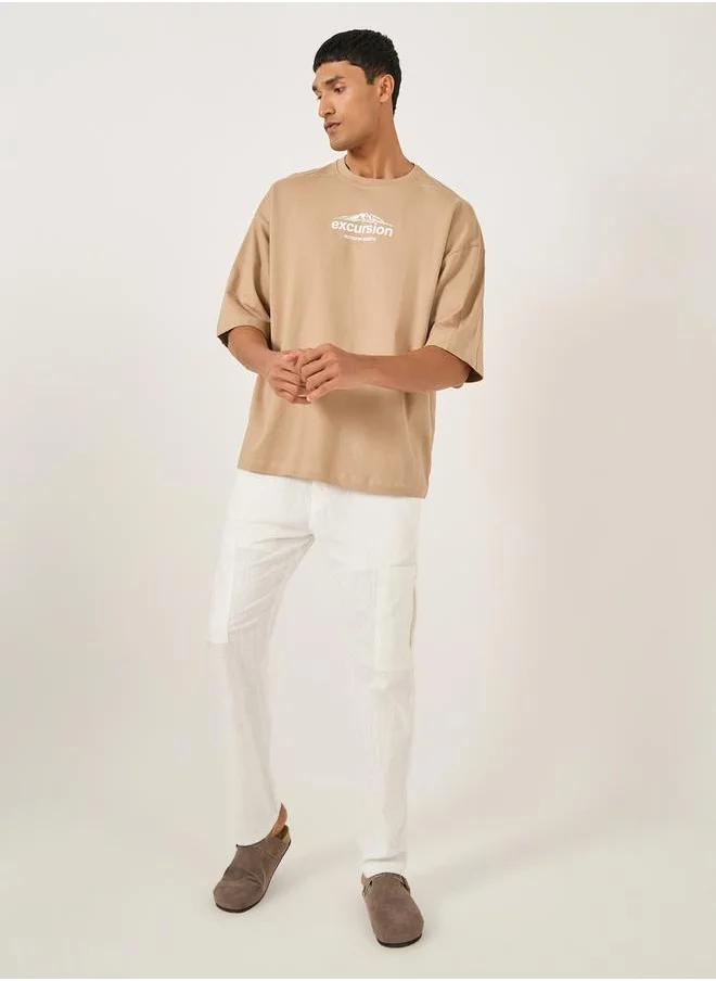 ستايلي Graphic Print Cut and Sew Terry Boxy T-Shirt
