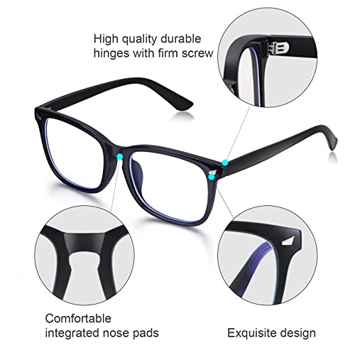 minlen Blue Light Blocking Glasses for Women or Men |Fashion UV Ray Filter Eyeglasses for Reading, PC and TV | Gaming Glasses Instantly Blocks Glare from Computers and Phone Screens (Black) - Image 3