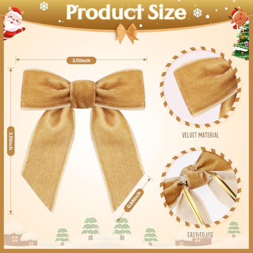 ZJoey 36 Pcs Christmas Velvet Bows Vintage Rustic Xmas Tree Velvet Ribbon for Stairs Wreath Fireplace Garland Home Decor Winter Party Indoor OutdoorIvoryKhakiBrown315x315In - Image 3