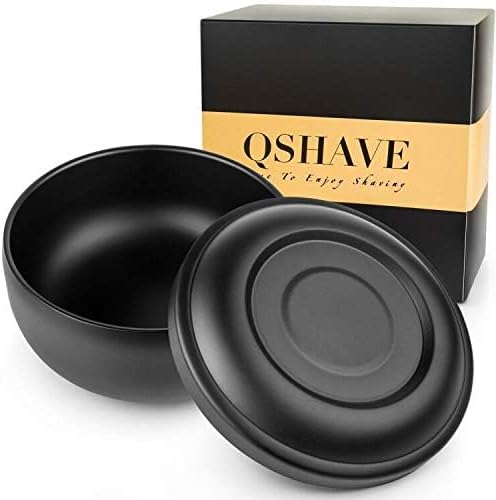 QSHAVE Stainless Steel Shaving Bowl with Lid 4 Inch Diameter Large Deep Size Matte Black Chrome Coating - Image 2