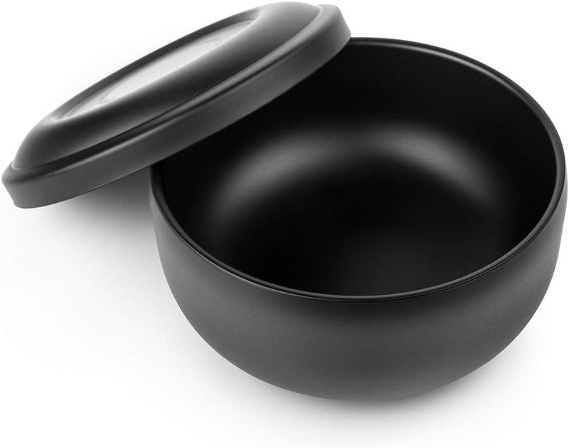 QSHAVE Stainless Steel Shaving Bowl with Lid 4 Inch Diameter Large Deep Size Matte Black Chrome Coating - Image 4