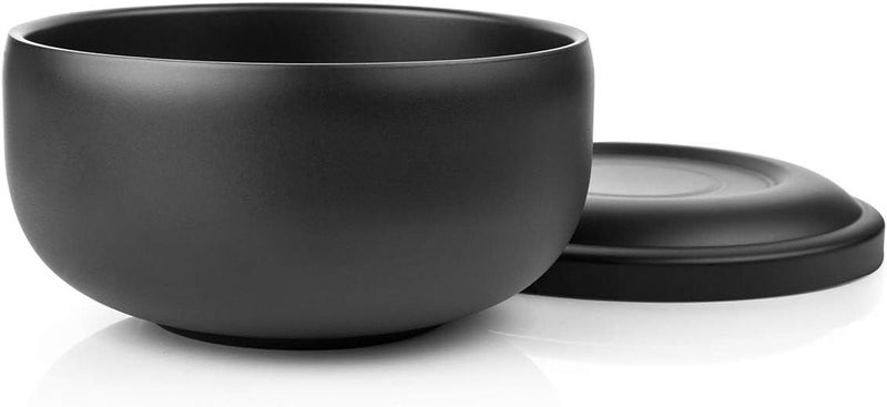 QSHAVE Stainless Steel Shaving Bowl with Lid 4 Inch Diameter Large Deep Size Matte Black Chrome Coating - Image 5