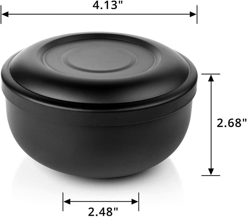 QSHAVE Stainless Steel Shaving Bowl with Lid 4 Inch Diameter Large Deep Size Matte Black Chrome Coating - Image 3