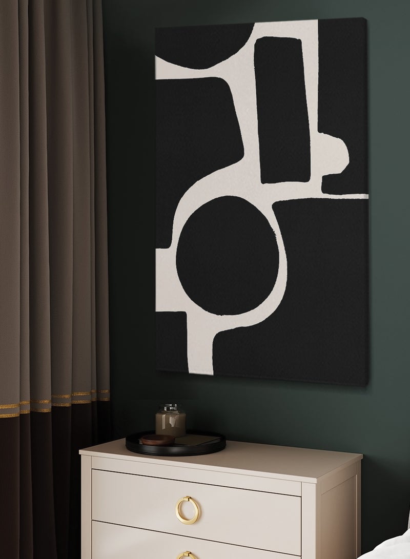 LOWHA Framed Canvas Wall Art Stretched Over Wooden Frame with Shapes Pattern Painting - Image 1