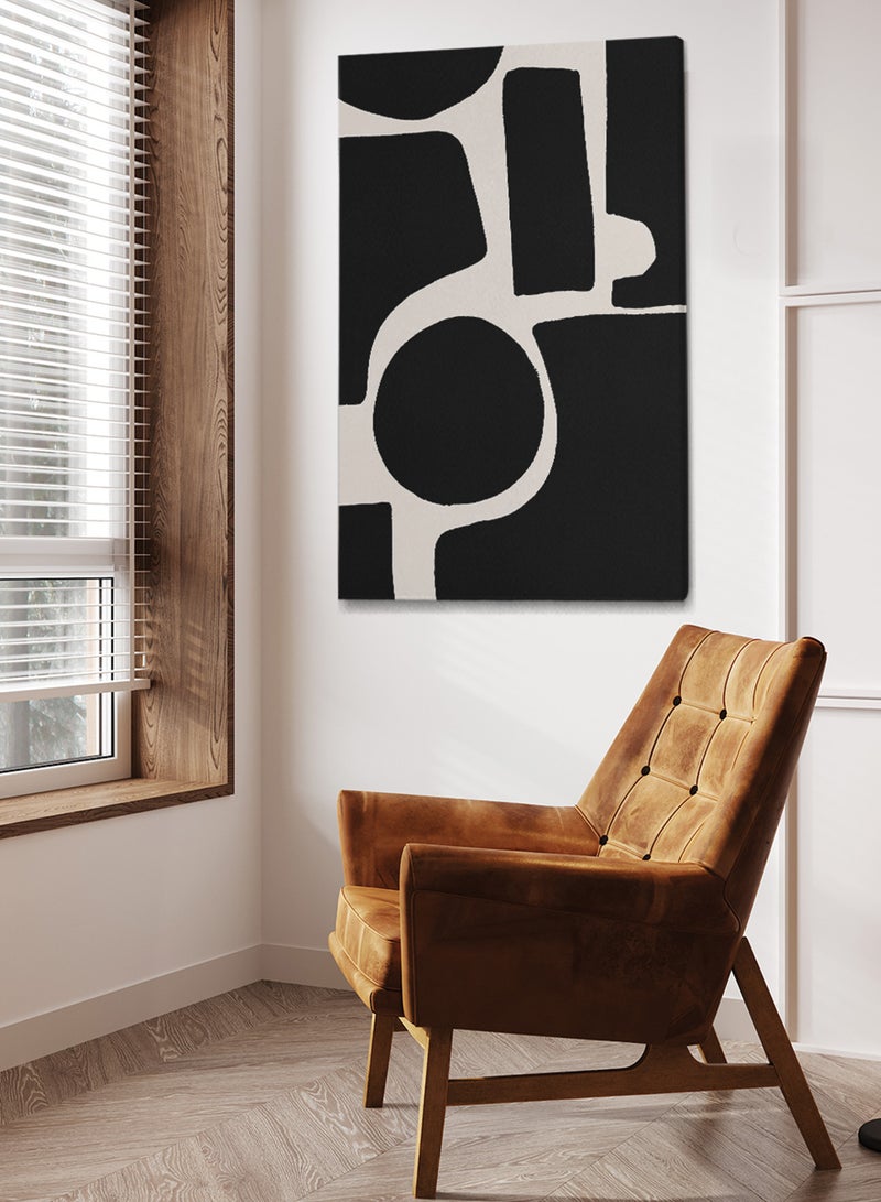 LOWHA Framed Canvas Wall Art Stretched Over Wooden Frame with Shapes Pattern Painting - Image 2