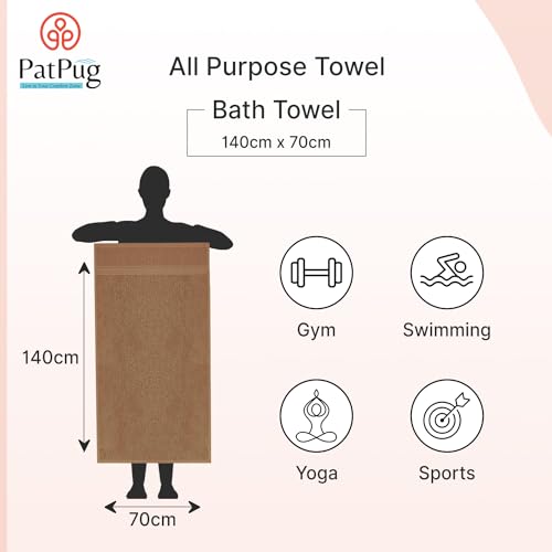 PatPug 100% Indian Ultra Soft Cotton 380 GSM Highly Absorbent, Fade Resistant Large Bath Towel (Coffee Brown and Olive Green) - Image 4