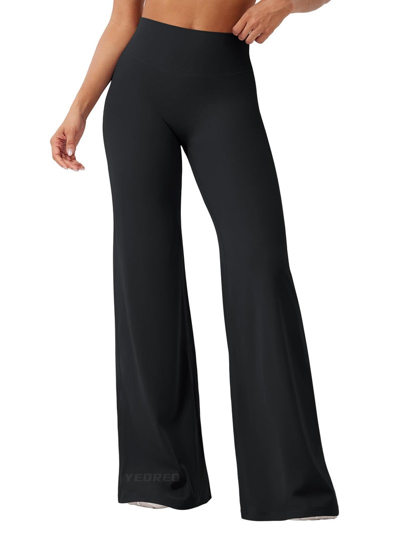YEOREO Workout Leggings Womens No Front Seam Straight Leggings 35" High Waist Buttery Eddiy Gym Yoga Pants Black L - Image 1