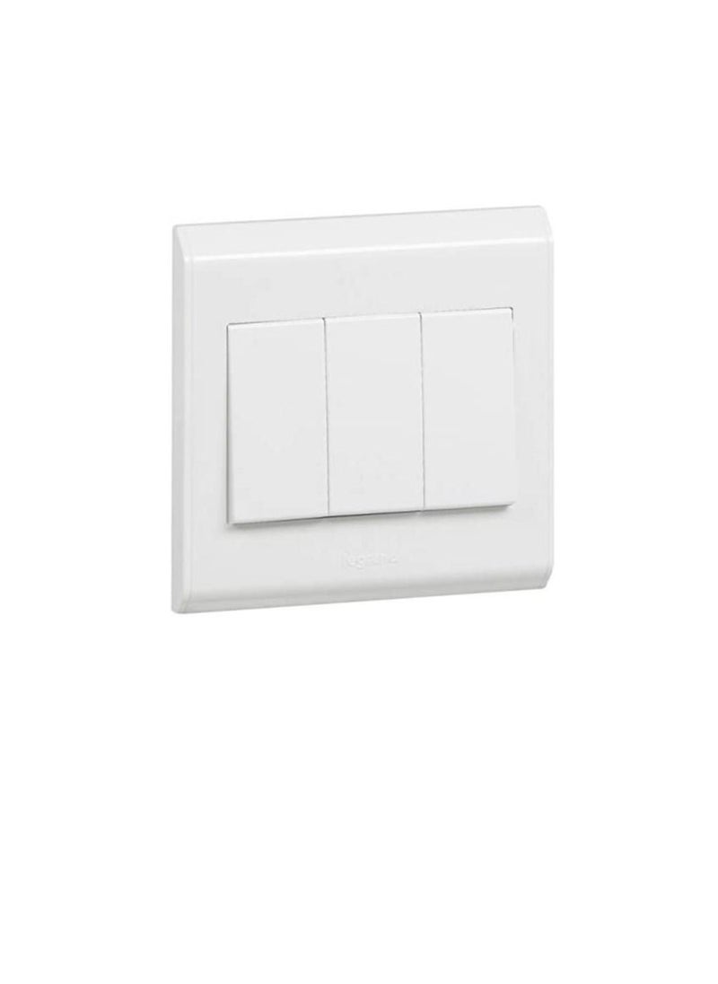 Legrand Legrand Belanko Single Pole Switch 617005-3 Gang - 2 Way, 10 A, 250 V (White)  - Image 1