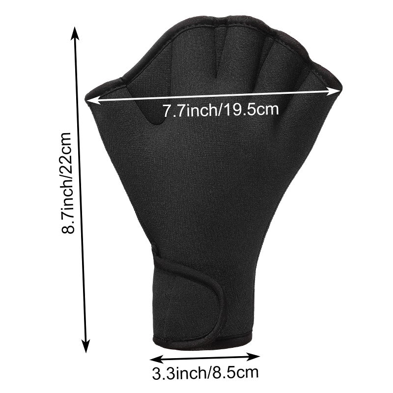Sumind 2 Pairs Swimming Gloves Aquatic Training Gloves Neoprene Mittens Webbed Fitness Water Resistance Training Mittens for Men Women Swimming Diving with Wrist Strap(Large,Black, Blue) - Image 2