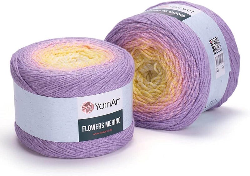 YarnArt Yarn Art Flowers Merino 25percent Wool 75percent Acrylic Multicolor Rainbow Crochet Winter Yarn 225 gr Length 645 Yards Yarn Weight 3 545 - Image 3