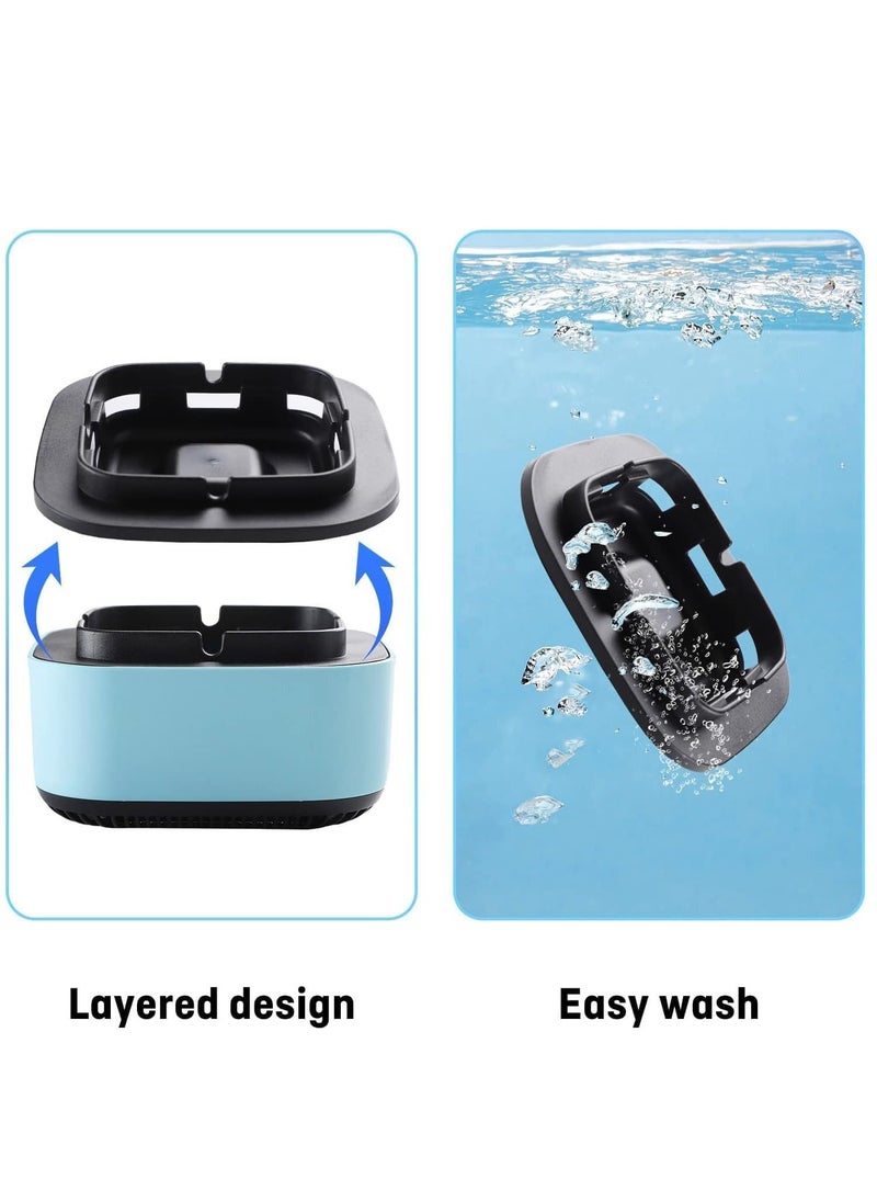 KASTWAVE - Smokeless Ashtrays for Car Indoor, 2 in 1 Air Purifier Multifunctional Negative Ion Air Fresher for Home,Office, Outdoor Blue - Image 1