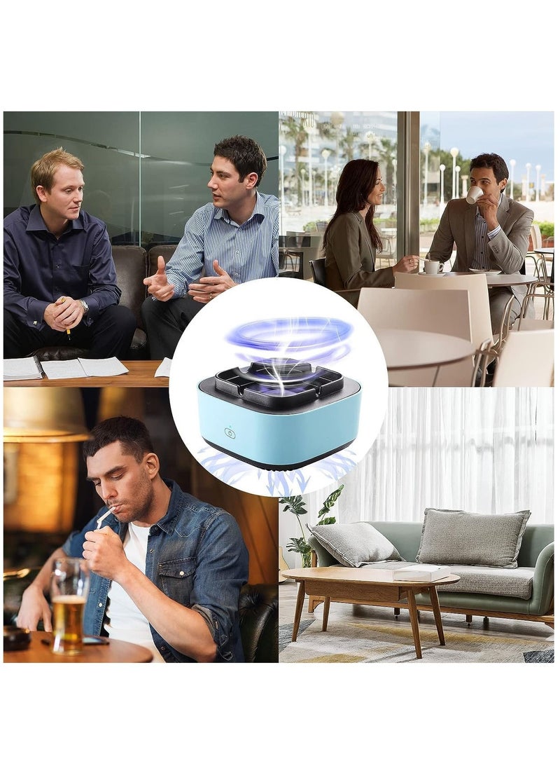 KASTWAVE - Smokeless Ashtrays for Car Indoor, 2 in 1 Air Purifier Multifunctional Negative Ion Air Fresher for Home,Office, Outdoor Blue - Image 1