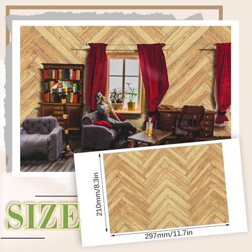 Flutesan 12 Pcs Miniature Dollhouse Wallpaper and Flooring Peel and Stick Mini DIY Self Adhesive Dollhouse Accessories 827 x 1169 Inch Twill - Image 5