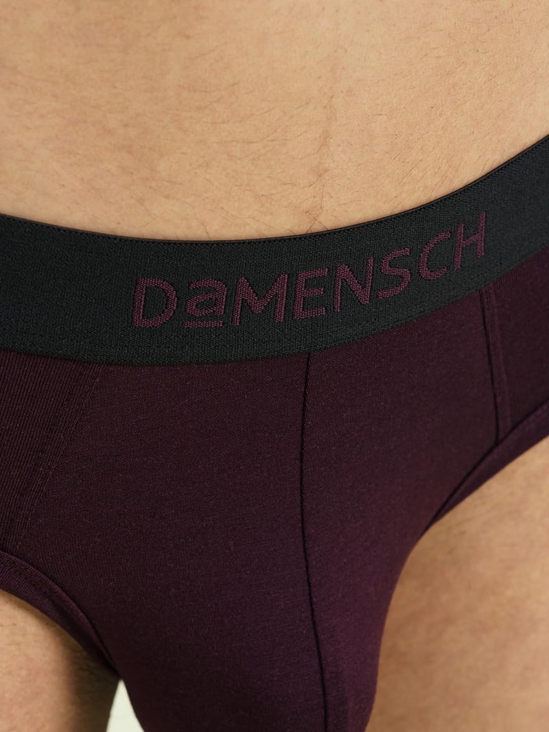 DAMENSCH Mens Premium Cotton Solid Briefs ReFRSH Single of Peppermint Powered-Pack of 2-Loyal Maroon,Sailor Blue-Medium - Image 4