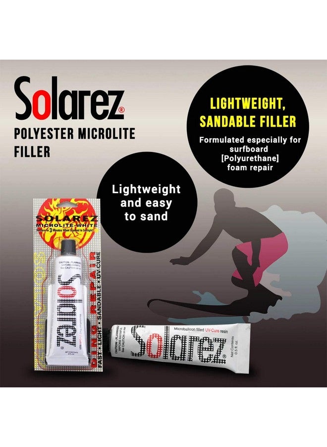 Solarez Uv Cure Microlite White Ding Repair Filler Surfboard Repair Foam (2 Oz) With 60 240 Grit Sand Pad & Spreader ~ Fastest Fix For Deep Dings On [Polyurethane] Surfboard Foam - Image 3
