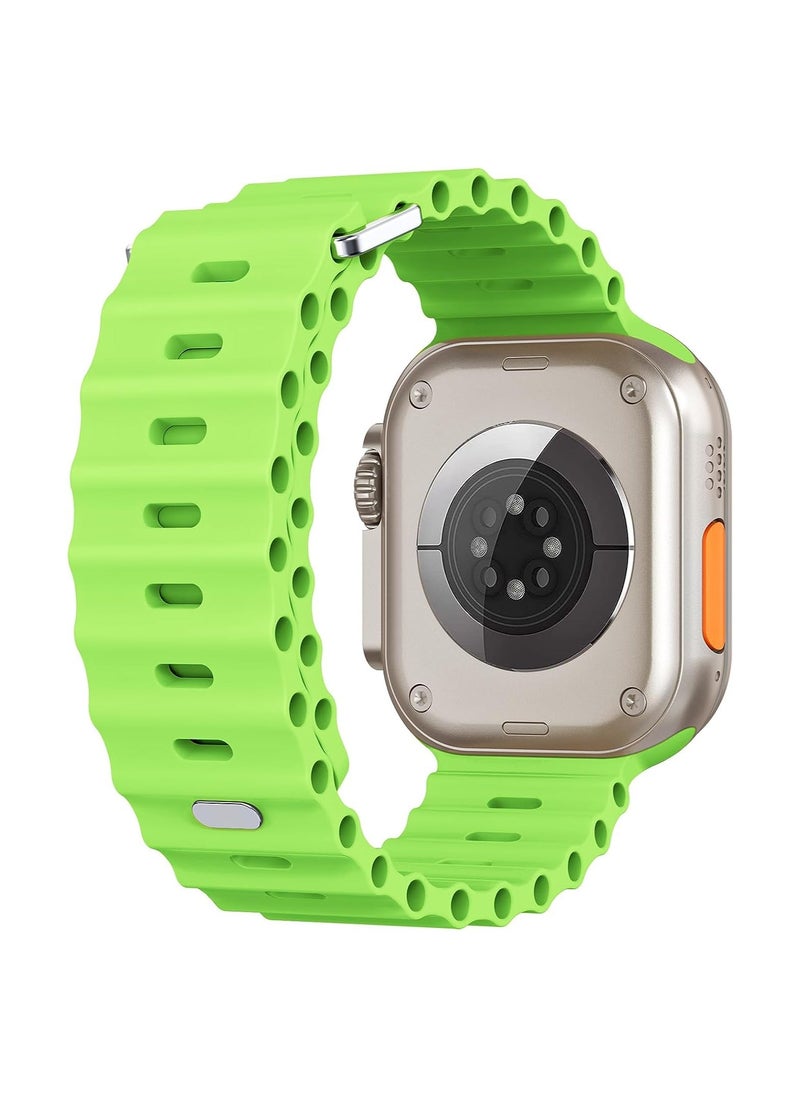 Color Fans - Soft Silicone Ocean Sports Strap Compatible Apple Watch 41mm 40mm 38mm for Men Women, Adjustible Watch Band for Apple Watch SE/Series 9/8/7/6/5/4/3/2/1 - Apple Green - Image 1