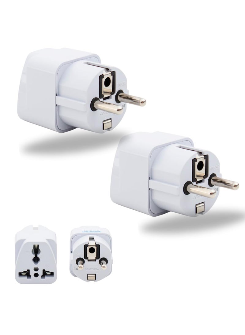 HI PLASST PINS N PLUGS HiPLASST India to EuropeGermany Travel Adapter Plug Converter Type ETypeF Universal Socket 2pin to 3pin Conversion Plug for Austria France Europe Russia Pack of 2GermanyEurope Pin  - Image 1