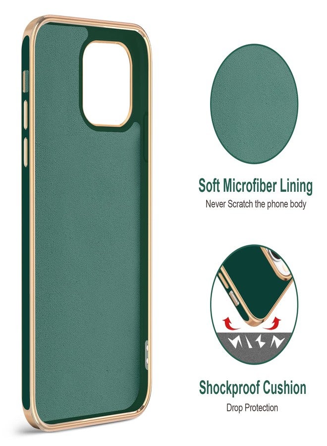 Hython Case for iPhone 14 Pro Max Case with Ring Stand [360° Rotatable Ring Holder Magnetic Kickstand] [Support Car Mount] Plated Gold Edge Slim Soft TPU Luxury Phone Case Cover, Midnight Green - Image 3